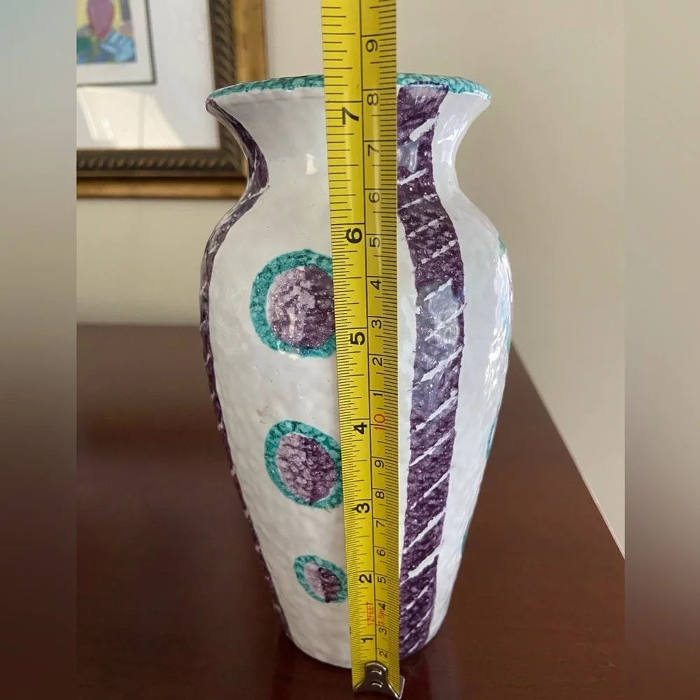 🖤 Fratelli Fanciullacci Alla Moda Vintage Italian Sgraffito Vase MCM Polka Dot